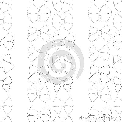 Seamless pattern bows graphics black and white coloring vector illustration Vector Illustration